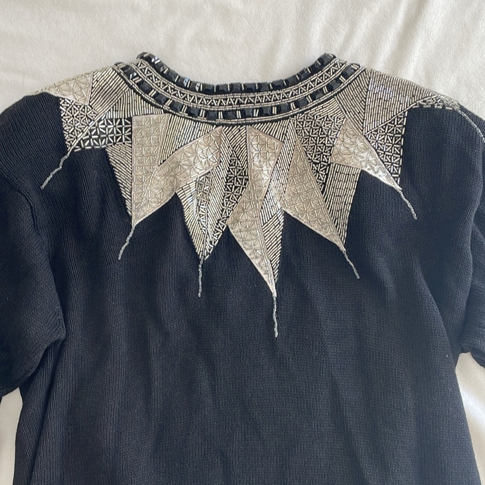 Vintage Beaded Sweater. 1989 IB Diffusion.Silk, Angora.Women's Size Medium